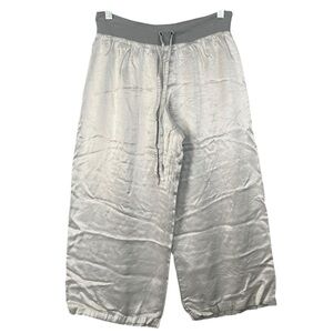 PJ HARLOW Jolie Capri Satin Palazzo Pajama Pant Silver Size Small